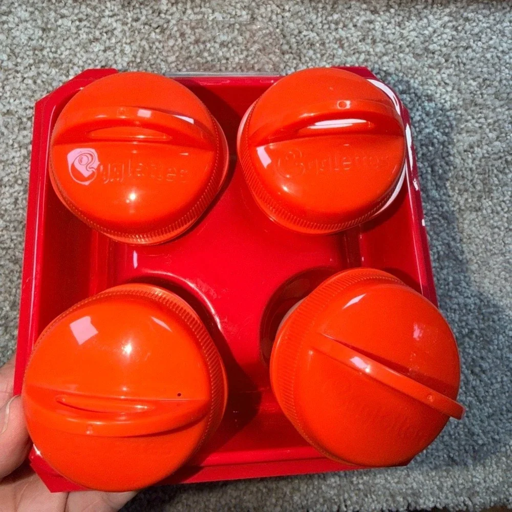 Egglettes Silicone Hard Boiled Egg Maker Set of 4 with Red Tray As Seen On TV